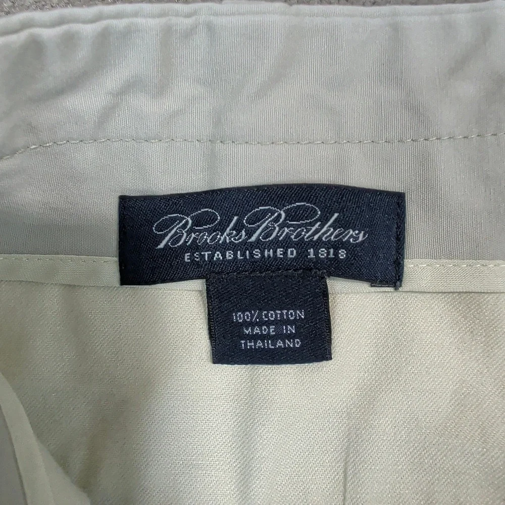 Brooks Brothers Pants Mens 38x30 Beige Pleated Front Straight Leg Cotton Chinos